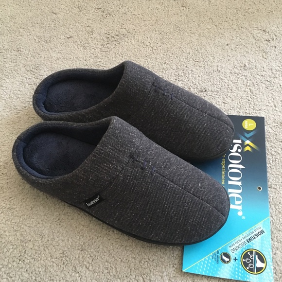 isotoner memory foam slippers mens